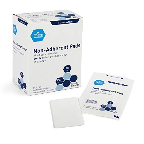 Book Cover Medpride Sterile Non-Adherent Pads| 100-Pack, 2â€ x 3â€| Non-Adhesive Wound Dressing| Highly Absorbent & Non-Stick, Painless Removal-Switch| Individually Wrapped for Extra Protection