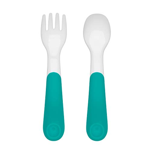 Book Cover OXO Tot Plastic Fork & Spoon Set with Travel Case- Teal