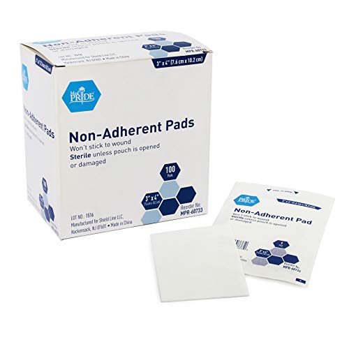 Book Cover Medpride Sterile Non-Adherent Pads| 100-Pack, 3