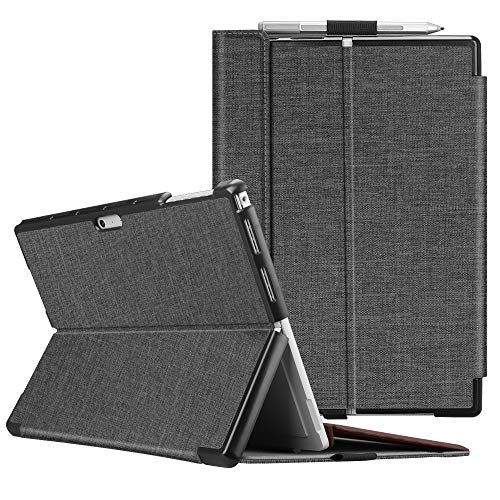 Book Cover Fintie Case for Microsoft Surface Pro 7 Compatible with Surface Pro 6 / Surface Pro 5 12.3 Inch Tablet, Hard Shell Slim Portfolio Cover Work with Type Cover Keyboard, Denim Charcoal