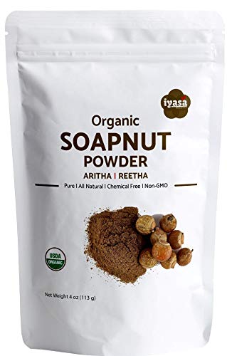 Book Cover Organic Soap nut Powder| 4 oz l Aritha|Reetha|Sapindus Mukorossi| Natural Skin & Hair Cleanser|Shampoo & Conditioner | Laundry| Dish Detergent, Households Cleaner I Trial Pack of 4 Oz/112 Gm