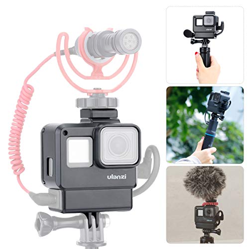Book Cover ULANZI V2 Multifunctional Vlogging Case w Cold Shoe Mount for Microphone LED Video Light,Wire Connectable Frame Housing Shell Cage Compatible w Gopro Hero 7 6 5 Action Camera Video and Vlog Creator
