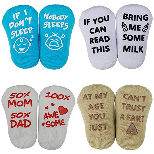 Book Cover Baby Socks Gift Set Baby Shower | Cute Baby Girl/Boy 4 Pairs Funny Newborn Socks