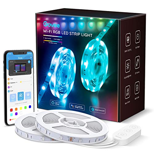Book Cover Govee 32.8ft LED Strip Lights Work with Alexa and Google Assistant Wireless Smart Phone APP Control Light Strip (2x5m) Music Sync RGB Tape LED Lights for Room Kitchen Home Party (Not Support 5G WiFi)
