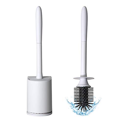 Book Cover TOP BEAUTY Toilet Brush Cleaner Soft Bristles Toilet Bowl Brush and Holder for Bathroom Deep Cleaning Wall Mountable, White