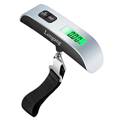 Book Cover Longang 110 Pounds Digital Hanging Luggage Scale with Backlit for Travel, Rubber Paint Handle and Battery Included
