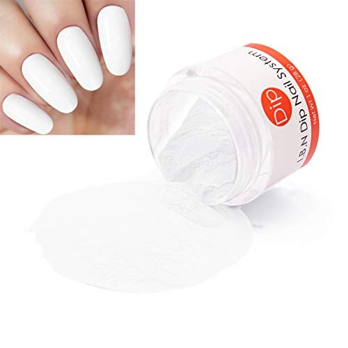 Book Cover White Dipping Powder (Added Vitamin) Nail Art Manicure Dip Acrylic Powder, 1 Ounce /28g, No Need Nail Dryer Machine (DIP 001)