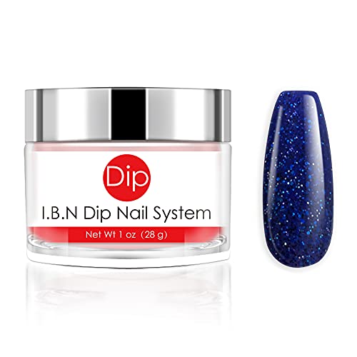 Book Cover I.B.N Blue Glitter Gel Dip Powder 1 Ounce/28g (added vitamin) Nail Dipping Powder Colors, No UV LED Lamp Required (DIP 054)