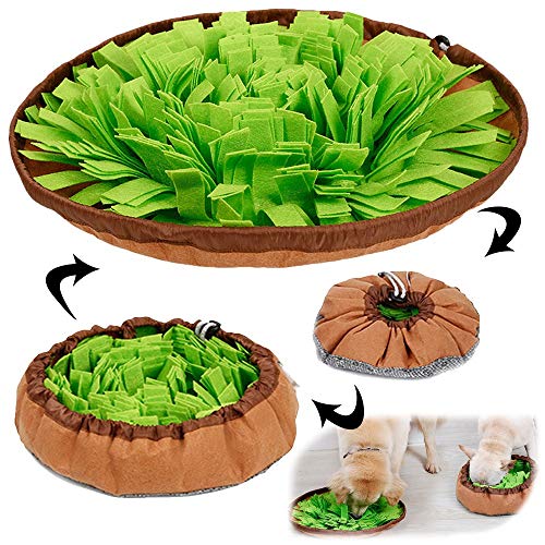 Book Cover AWOOF Pet Snuffle Mat for Dogs, Interactive Feed Game for Boredom, Encourages Natural Foraging Skills for Cats Dogs Bowl Travel Use, Dog Treat Dispenser Indoor Outdoor Stress Relief