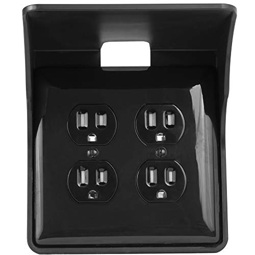 Book Cover Power Perch Double Wall Outlet Shelf. Home Wall Shelf Organizer for Outlets. Perfect for Bathroom, Kitchen, Bedrooms with Cord Management and Easy Installation. Black 1-Pack