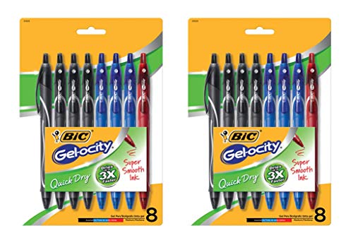Book Cover BIC Gel-ocity Quick Dry Retractable Gel Pen, Medium Point, 0.7 mm, Assorted Colors, 16-Count