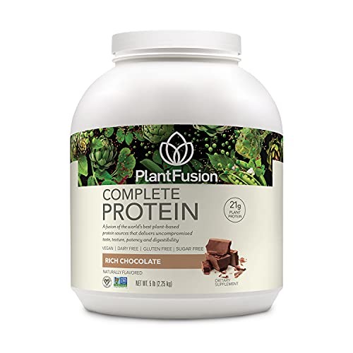 Book Cover PlantFusion Complete Vegan Protein Powder - Plant Based Protein Powder with BCAAs, Digestive Enzymes and Pea Protein - Keto, Gluten Free, Soy Free, Non-Dairy, No Sugar, Non-GMO - Rich Chocolate 5 lb