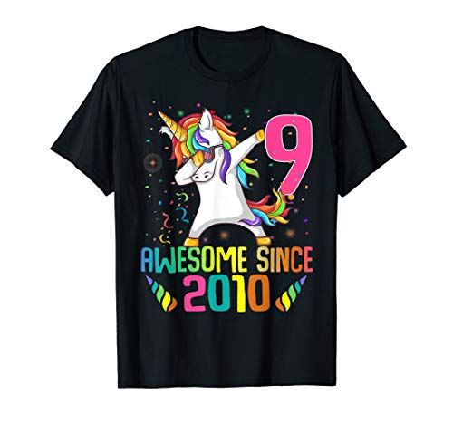 Book Cover 9 Years Old 9th Birthday Unicorn Dabbing Shirt Girl Party