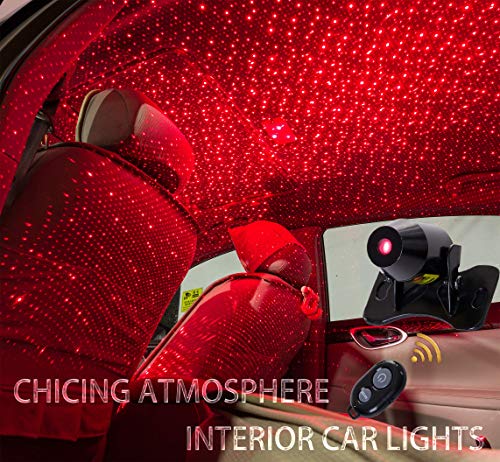 Book Cover CHICING USB 100mw Laser Atmosphere Ambient Star led Glow The interiors Multiple Modes Lights for car/Home/Party (Red-Light)