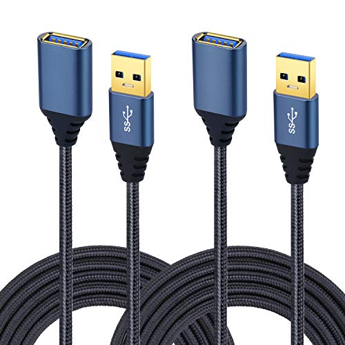 Book Cover Besgoods USB 3.0 Extension Cable, 2-Pack 10Ft Braided USB to USB Extension Cable - A Male to A Female with Metal Gold-Plated Connector Compatible Mouse,Keyboard,Printer，PS4 - Black