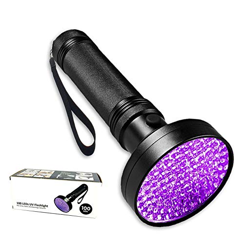 Book Cover Bonim UV Flashlight, Handheld 100 LEDs Blacklight Flashlight Mini, Portable Powerful Black light Pet Urine Detector