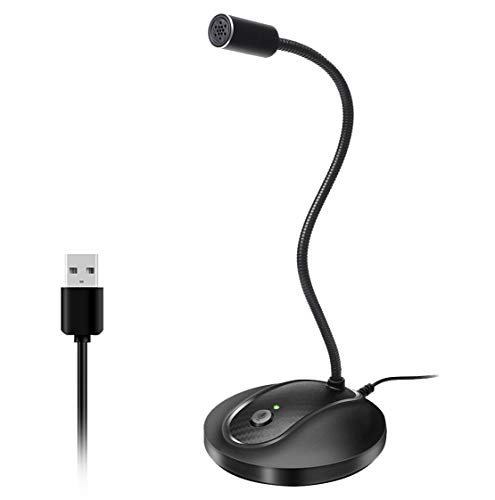 Book Cover USB Desktop Microphone with Mute Button,Plug&Play CondenserÂ Computer, PC, Laptop, Mac, PS4 Mic with Stand & LED Indicator -360 Gooseneck Design -Recording, Dictation, Youtube, Skype, Gaming, Streaming