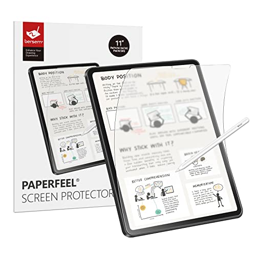 Book Cover BERSEM[2 PACK] Paperfeel Screen protector Compatible with iPad Air 4th Generation (10.9 inch, 2020) / iPad Pro 11 inch (2021&2020&2018 Models), iPad Air 4 /iPad pro 11 Matte PET Film for Drawing, Anti-Glare, Paperfeel iPad Pro 11 inch