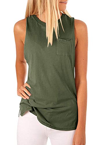 Book Cover Hount Women's High Neck Tank Tops Summer Sleeveless T Shirts Loose Fit with Pockets