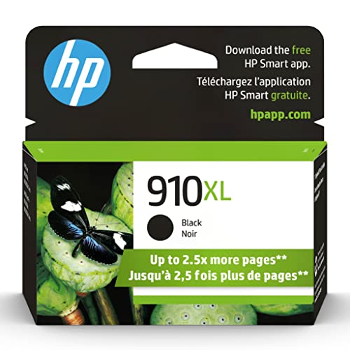Book Cover Original HP 910XL Black High-yield Ink Cartridge | Works with HP OfficeJet 8010, 8020 Series, HP OfficeJet Pro 8020, 8030 Series | Eligible for Instant Ink | 3YL65AN