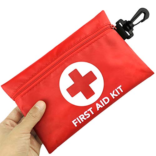 Book Cover Small First Aid Kit, 100 Pieces Compact Waterproof Mini Emergency Survival Kit FDA OSHA Compliant for Home, Workplace, Vehicle, Travel, Camping, Backpacking Outdoor (Red)