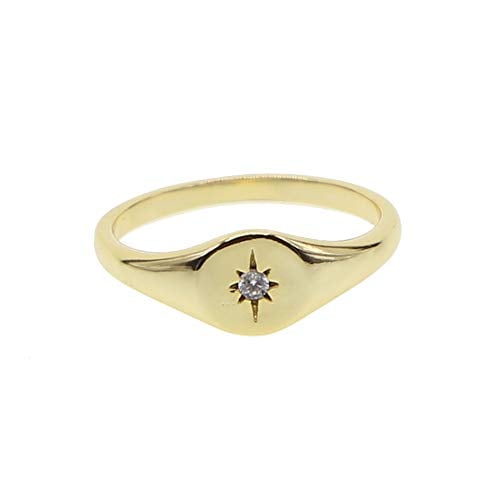 Book Cover ATJMLADYJEWELRY Simple Jewelry Gold Plated Women Finger Jewelry Star Starburst Signet Ring