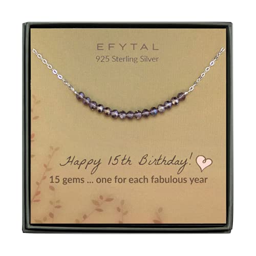 Book Cover EFYTAL 15th Birthday for gifts for Her, Sterling Silver Necklace, 15 Beads for 15 Year Old Girl, Quinceanera Gifts, Gifts for 15 Year Old Girls, Recuerdos de 15 Quinceañera