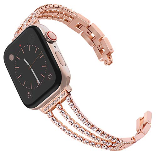 Book Cover Surace Compatible for Apple Watch Bands 38mm 40mm Women Bracelet Replacement for iWatch Bands 38mm Womens Compatible for Apple Watch Band 40mm Series 4 Series 5 Rose Gold