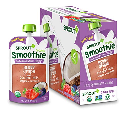 Book Cover Sprout Organic Toddler Smoothie, Dairy Free Berry Grape, 4 Ounce Pouch (Pack of 6)