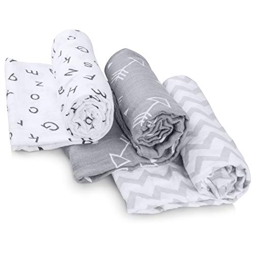 Book Cover Baby Muslin Swaddle Blanket Set by My Little Baby Bug, 3 Swaddling and Receiving Blankets for Babies