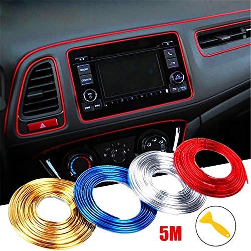 Book Cover WICHEMI Car Interior Motor Exterior Decoration Moulding Trim Strip Line Sticker DIY Automobile Air Outlet Dashboard Decoration 3D Car Styling Molding Strip 5 Meters Red