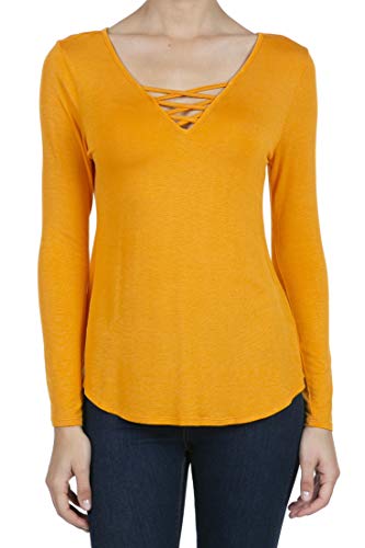 Book Cover iliad USA Women's Casual Deep V-Neck Criss Cross Sleeveless and Long Sleeve Tops Blouse Tank Top
