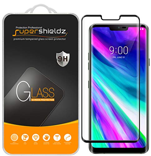 Book Cover (2 Pack) Supershieldz for LG G8 ThinQ Tempered Glass Screen Protector, (Full Cover) (3D Curved Glass) Anti Scratch, Bubble Free (Black)