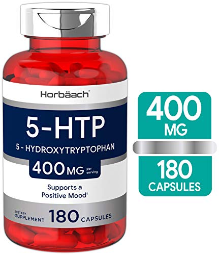 Book Cover Horbaach 5HTP 400mg | 180 Capsules | Huge Size & Max Potency | Non-GMO, Gluten Free | 5 Hydroxytryptophan Extra Strength Supplement