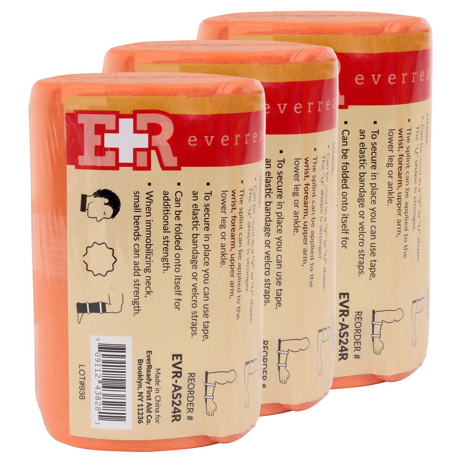 Book Cover Ever Ready First Aid Universal Aluminum Splint, 24 Inch Rolled - 3 Pack