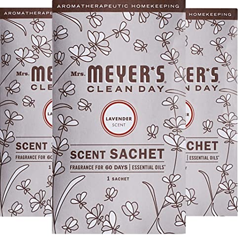 Book Cover Air Freshener Scent Sachets, Fragrance for your Locker, Car, Closet, and Gym Bag, Lavender Scent, Mrs. Meyer's Clean Day, Pack of 3