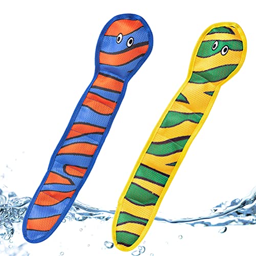 Book Cover SCENEREAL Dog Pool Toys - 2 Pack Float Snakes, Interactive Chew Squeaky Toys Durable for Pet to Chew Play in Hot Summer, 2 Squeakers Inside