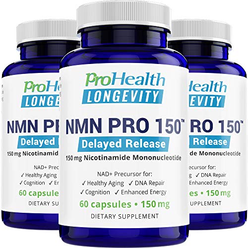 Book Cover ProHealth NMN Pro Delayed Release 3-Pack (150 mg, 60 Capsules Each) Nicotinamide Mononucleotide | NAD+ Precursor | Supports Anti-Aging, Longevity and Energy | Non-GMO