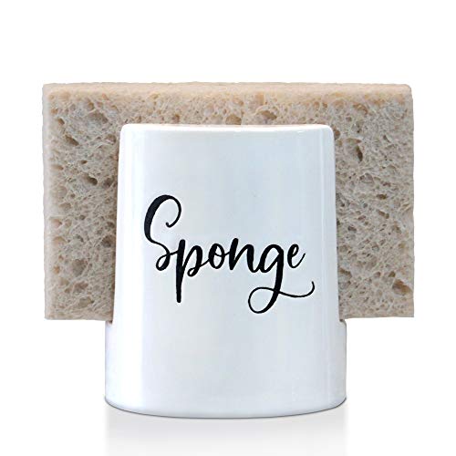 Book Cover Home Acre Designs Sponge Holder-Sponge Holder for Kitchen Sink-Sponge Holder for Sink-Modern Farmhouse White Sponge Holder Ceramic for Sink Sponge-Kitchen Sponge Holder-Sink Sponge Holder Caddy