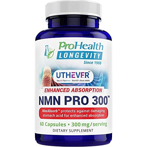 Book Cover ProHealth Longevity NMN Pro 300 Enhanced Absorption - Uthever Brand - Worldâ€™s Most Trusted Ultra-Pure, stabilized, Pharmaceutical Grade NMN to Boost NAD+ (60 Capsules, 300 mg per 2 Capsule Serving)