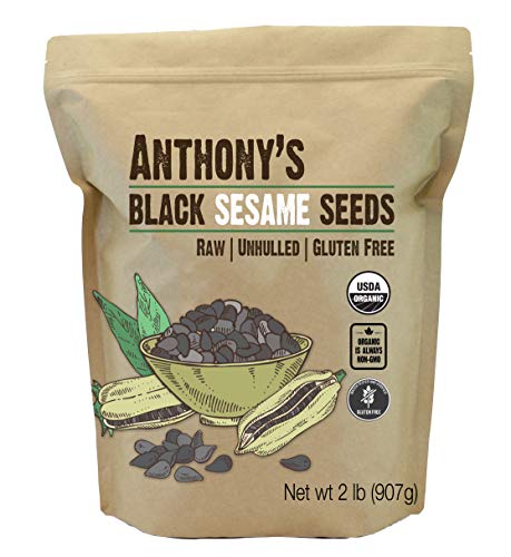 Book Cover Anthony's Organic Black Sesame Seeds, 2 lb, Raw, Unhulled, Batch Tested & Verified Gluten Free, Keto Friendly