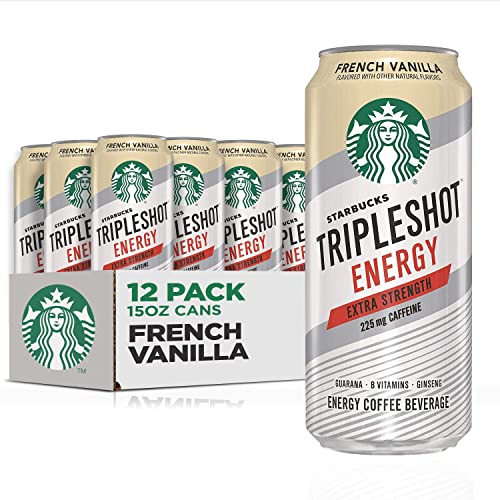 Book Cover Starbucks Tripleshot Energy Extra Strength Espresso Coffee Beverage, French Vanilla, 225mg Caffeine, 15 oz cans (12 Pack)