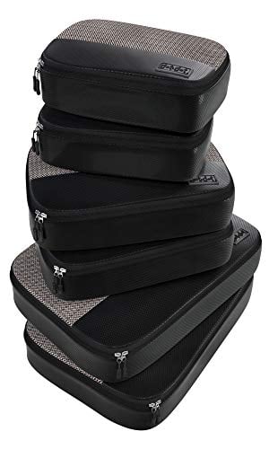 Book Cover 6pc Lightweight Travel Packing Cubes - Compression Luggage Organizers Set for Suitcase, Bag, Backpack, Luggage, Carry on (2 Small, 2 Medium, 2 Large, Black)