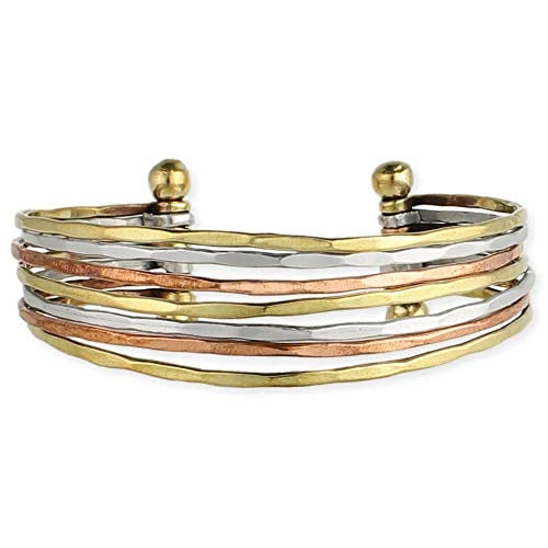 Book Cover Zad Mixed Metal Hammered Cuff Fashion Bracelet