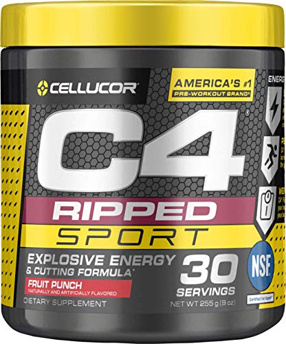 Book Cover Cellucor C4 Ripped Sport Pre Workout, Fruit Punch, 30 Servings - Preworkout Powder for Men & Women with Green Coffee Bean Extract & L Carnitine