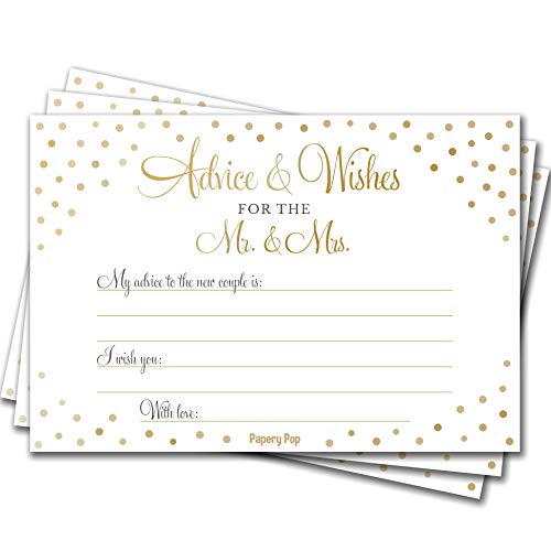 Book Cover Wedding Advice Cards and Wishes for the Mr. and Mrs. (50 Pack) - Bridal Shower Games - Wedding Games and Supplies