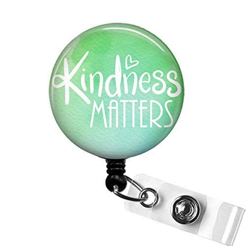 Book Cover KINDNESS MATTERS Retractable Badge Holder, Inspirational Quote Badge Clip Gift, Employee Recognition Gift, Nursing Student Badge Reel Gift