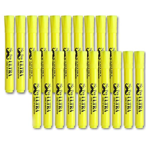 Book Cover Mr. Pen Yellow Highlighters, Tank Style Highlighter, Pack of 20, Highlighters Markers, Highlighter Pen, Yellow Fluorescent Highlighter, Chisel Tip, Yellow Marker, Bulk Highlighter, Liquid Highlighter