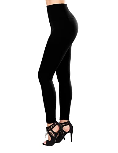 Book Cover SATINA High Waisted Fleece Lined Leggings for Women - Available in 12 Colors