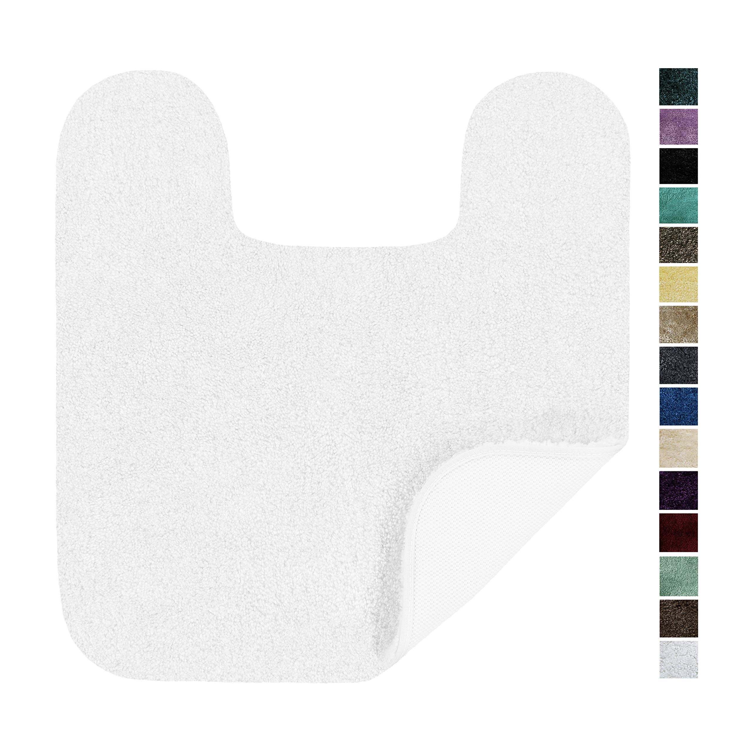 Book Cover Maples Rugs ColorSoft Non Slip Washable & Quick Dry Contour Toilet Rugs [Made in USA], Arctic White